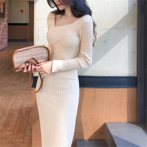 Slit Bodycon Knit Dress