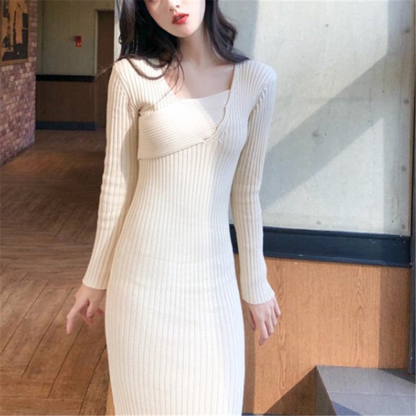 Slit Bodycon Knit Dress