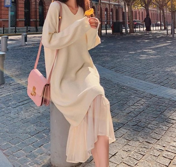 Figure-Flattering, Height-Enhancing Long Sleeve Knit Dress