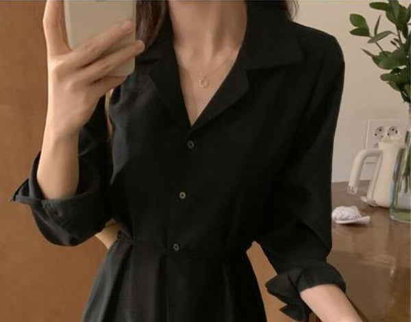 Waist-Cinched Long Sleeve Dress