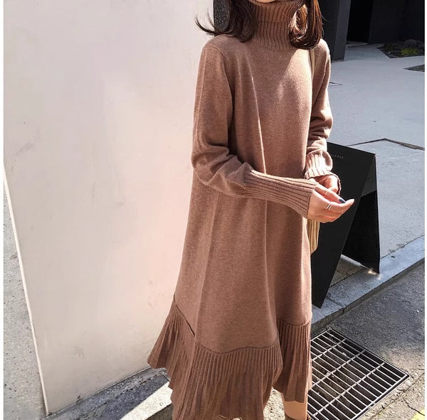 Turtleneck Sweater Long Sleeve Dress