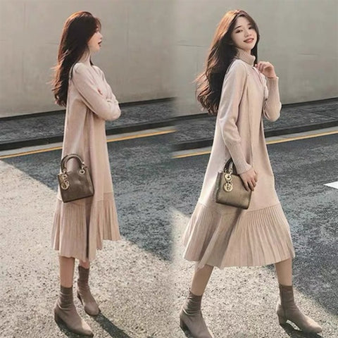 Turtleneck Sweater Long Sleeve Dress