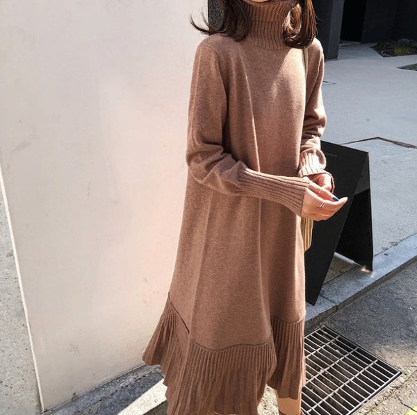 Turtleneck Sweater Long Sleeve Dress