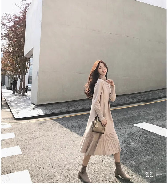 Turtleneck Sweater Long Sleeve Dress