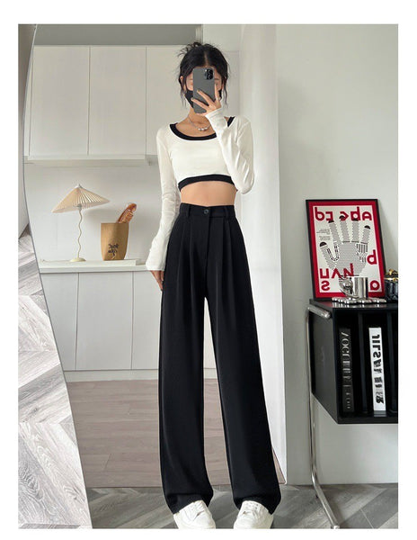 High-Waisted, Slim-Fit Wide-Leg Pants