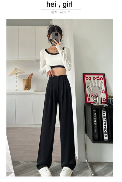 High-Waisted, Slim-Fit Wide-Leg Pants