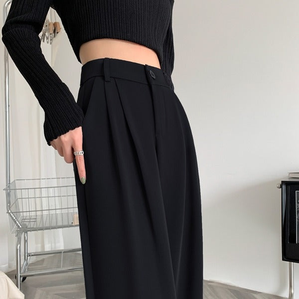 High-Waisted, Slim-Fit Wide-Leg Pants