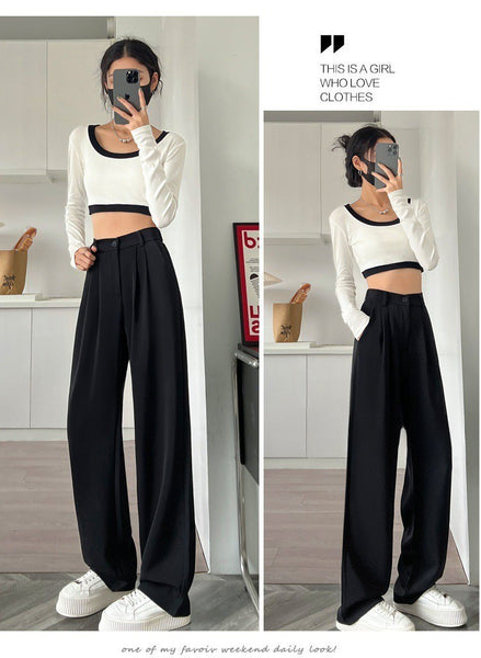 High-Waisted, Slim-Fit Wide-Leg Pants