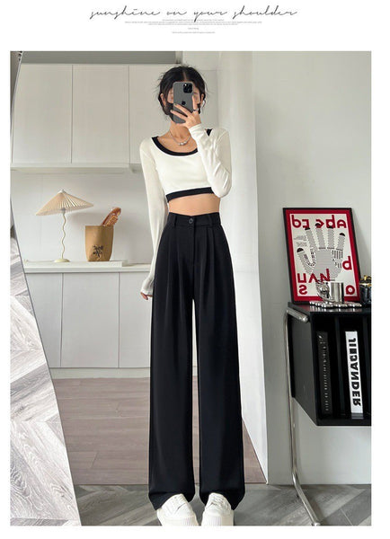 High-Waisted, Slim-Fit Wide-Leg Pants