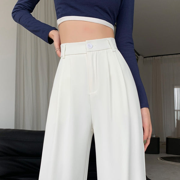 High-Waisted, Slim-Fit Wide-Leg Pants