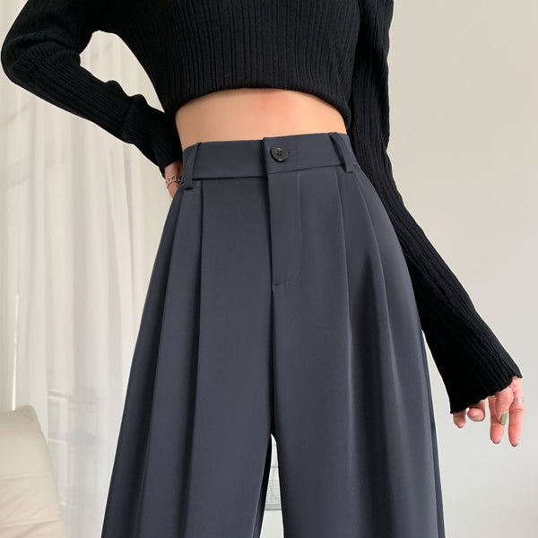 High-Waisted, Slim-Fit Wide-Leg Pants