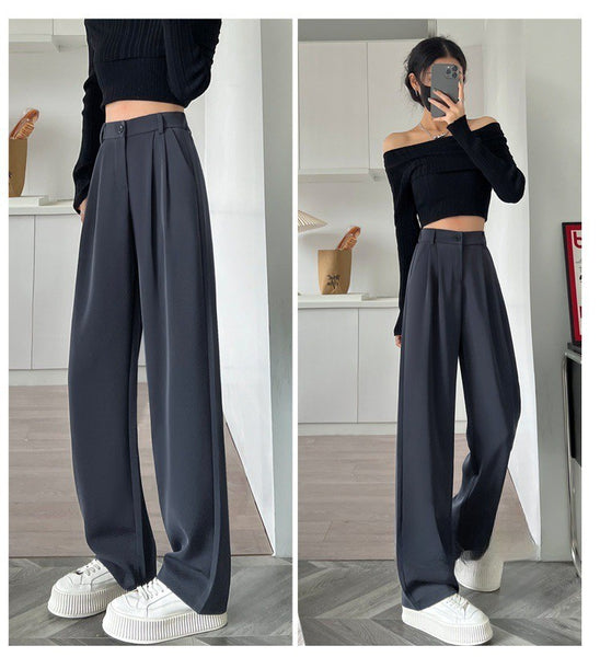 High-Waisted, Slim-Fit Wide-Leg Pants