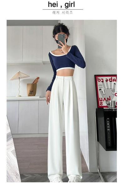 High-Waisted, Slim-Fit Wide-Leg Pants