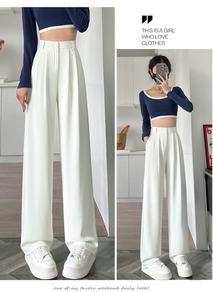 High-Waisted, Slim-Fit Wide-Leg Pants