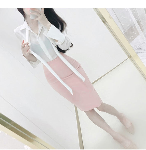 Elegant and Simple High-Waisted Bodycon Slit Midi Skirt