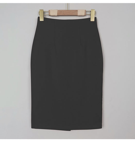 Elegant and Simple High-Waisted Bodycon Slit Midi Skirt