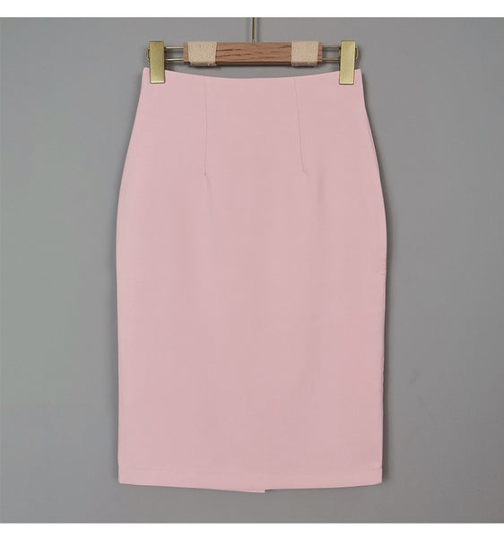 Elegant and Simple High-Waisted Bodycon Slit Midi Skirt