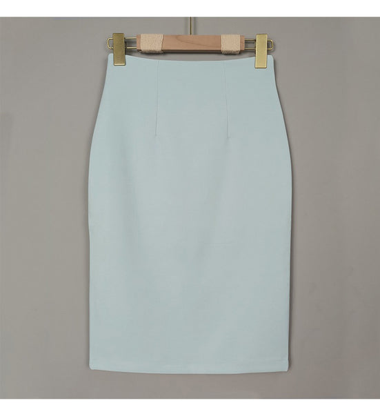 Elegant and Simple High-Waisted Bodycon Slit Midi Skirt