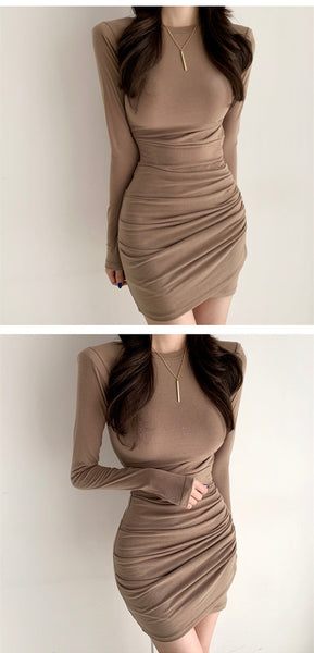 Korean Pleated Bodycon Dress - Fall/Winter 2023