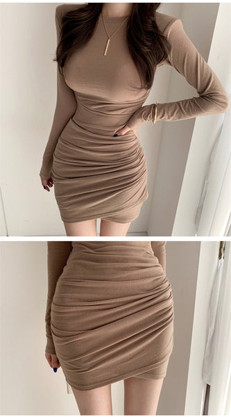 Korean Pleated Bodycon Dress - Fall/Winter 2023