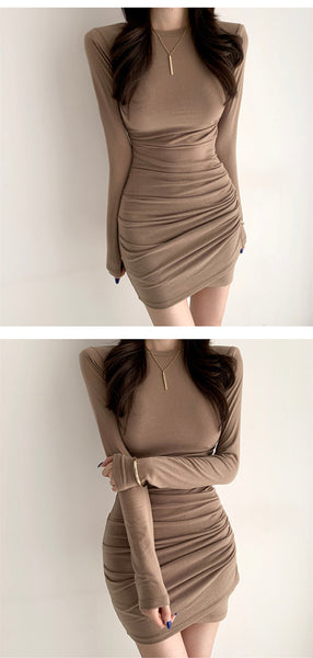 Korean Pleated Bodycon Dress - Fall/Winter 2023