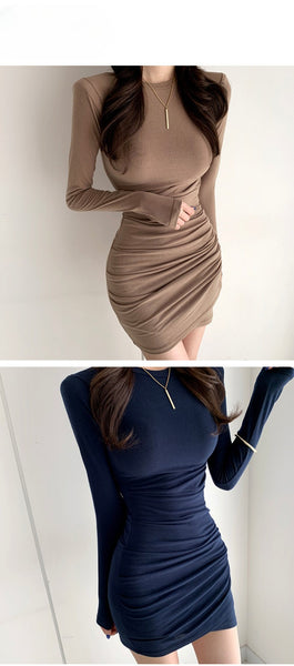 Korean Pleated Bodycon Dress - Fall/Winter 2023